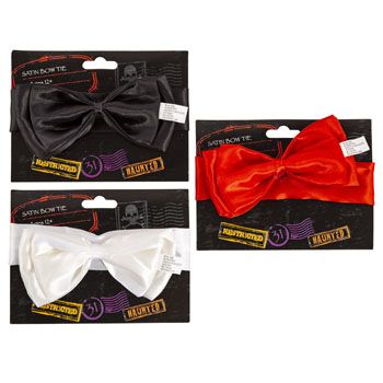 48 Cases Bow Tie Satin Costume 3asst White/black/red Tcd - Costumes & Accessories