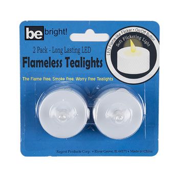 48 Wholesale Tealight Led 2pk White W/flicker