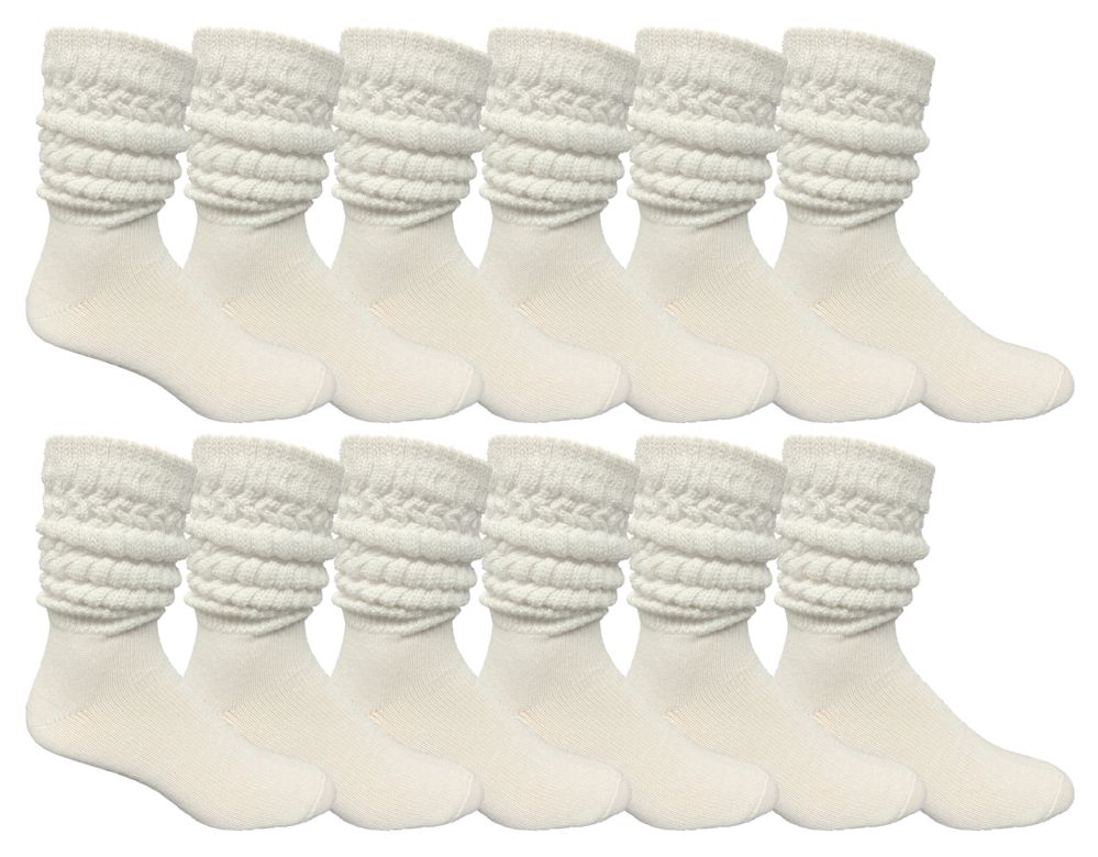 120 Wholesale Yacht & Smith Mens Heavy Cotton Slouch Socks, Solid White