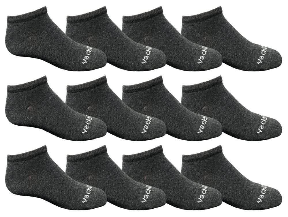 72 Wholesale Yacht & Smith Kids Unisex Low Cut No Show Loafer Socks Size 6-8 Solid Gray