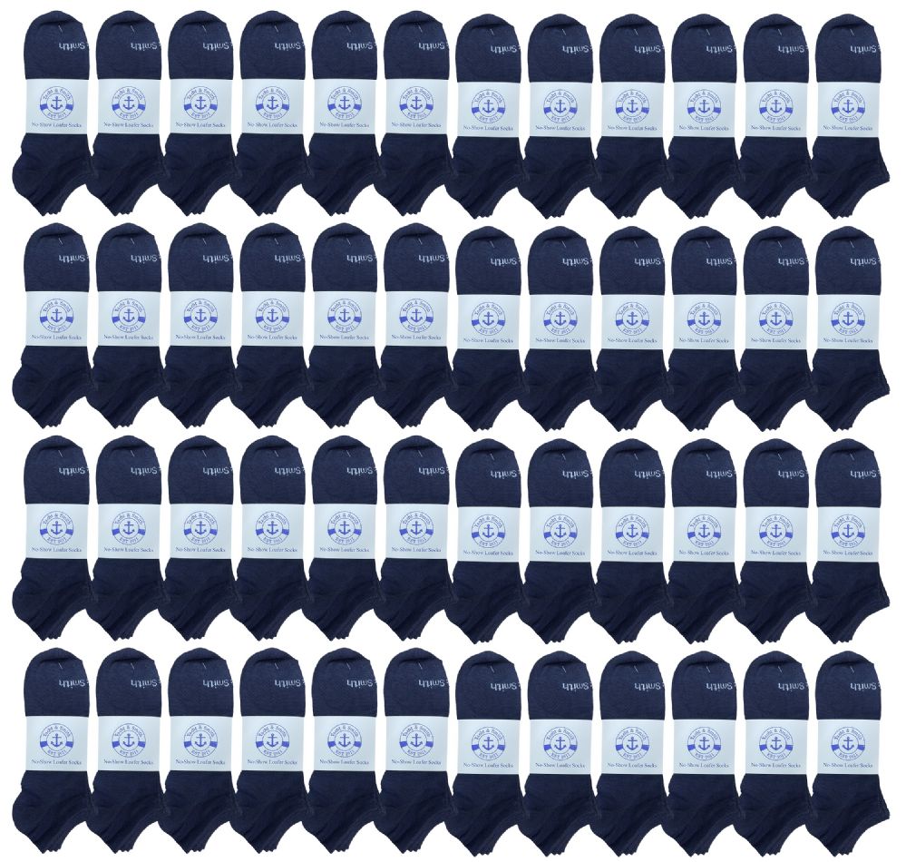 120 Wholesale Yacht & Smith Low Cut Socks Comfortable Lightweight Breathable No Show Sports Ankle Socks, Solid Navy