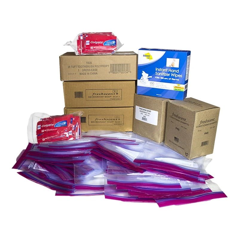200 Wholesale Unisex Toiletry Kit For Kit Packing Event, 7 Piece Pack