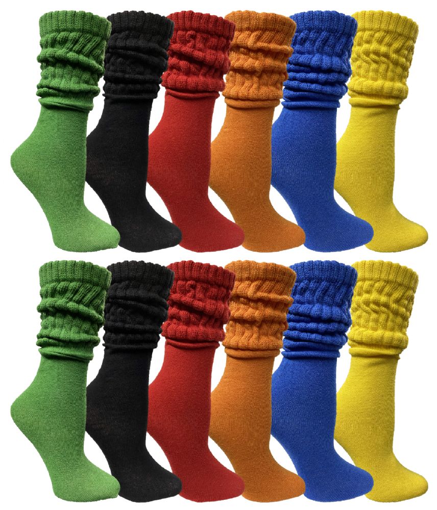 120 Wholesale Yacht & Smith Slouch Socks For Women, Assorted Colors Size 9-11 - Womens Crew Sock