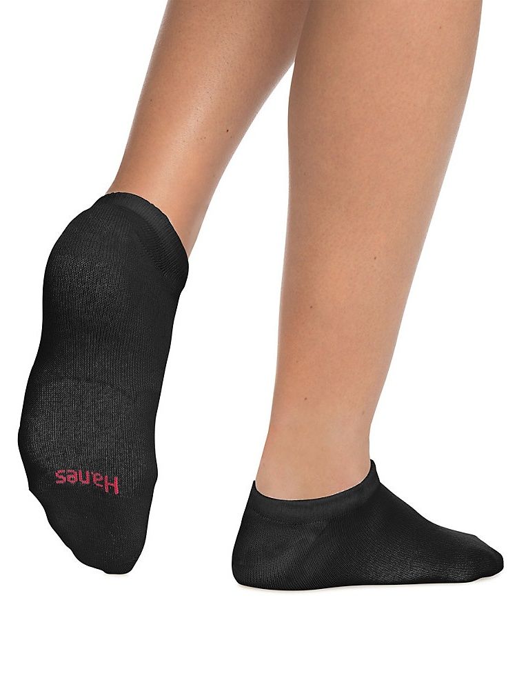 144 Wholesale Hanes Woman Black Footie, No Show Ankle Socks