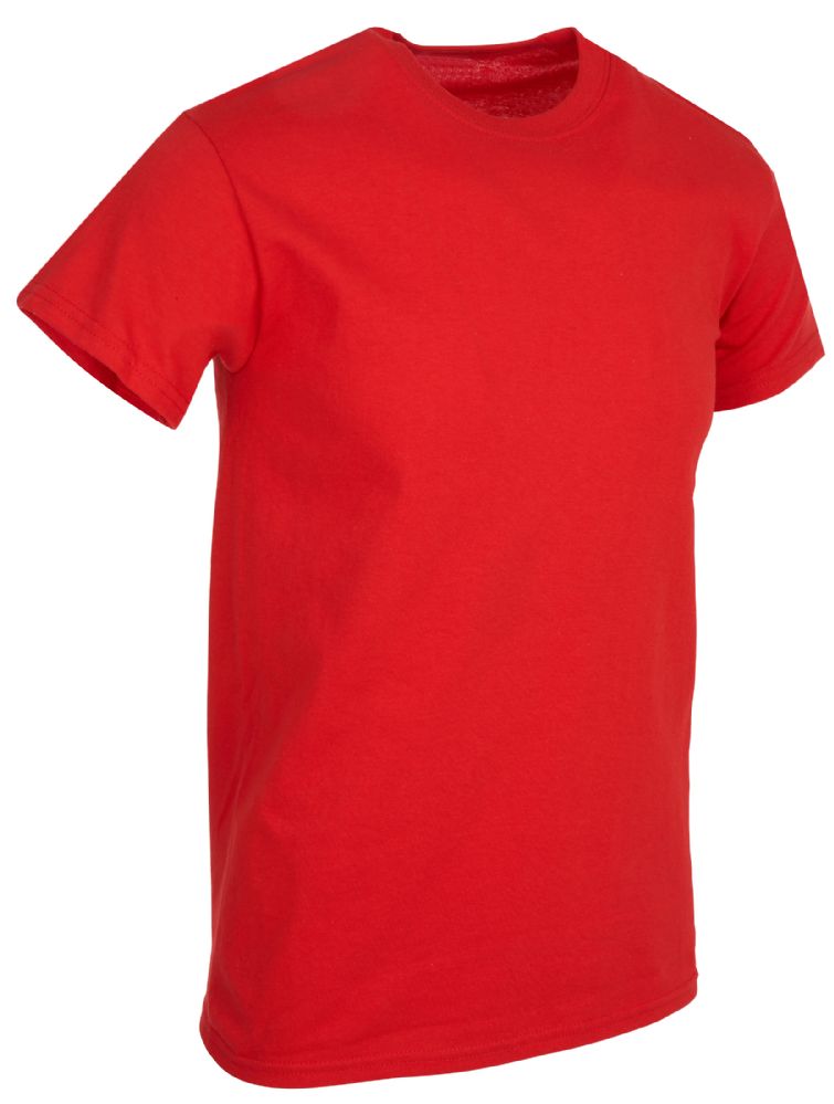 96 Wholesale Mens Cotton Short Sleeve T Shirts Solid Red Size xl
