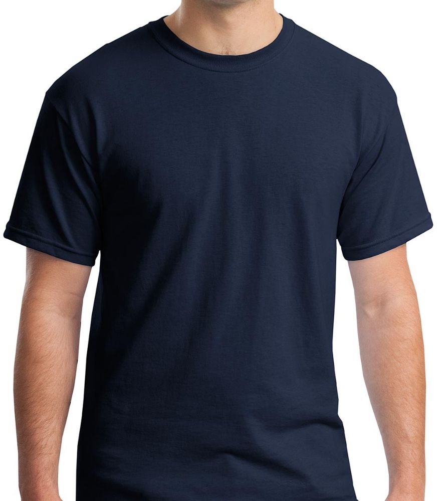 48 Wholesale Mens Cotton Short Sleeve T Shirts Solid Navy Blue Size Large