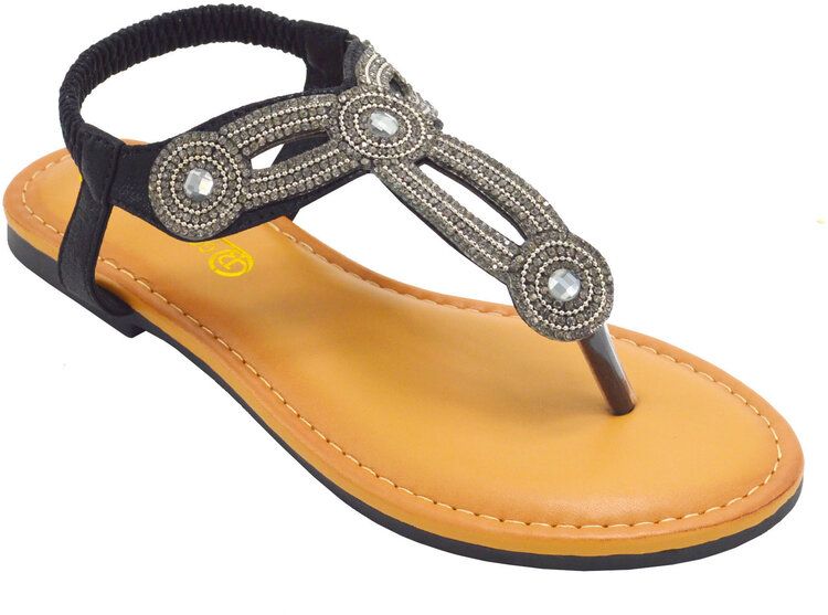 24 Pairs Lady Rhinestones Thong Sandal Size: 6-11 - Women's Flip
