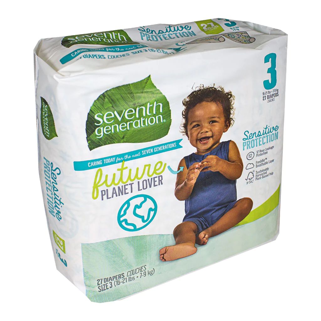 4 Pieces of Seventh Generation Small Stage Diapers Size 3 - Pack Of 27