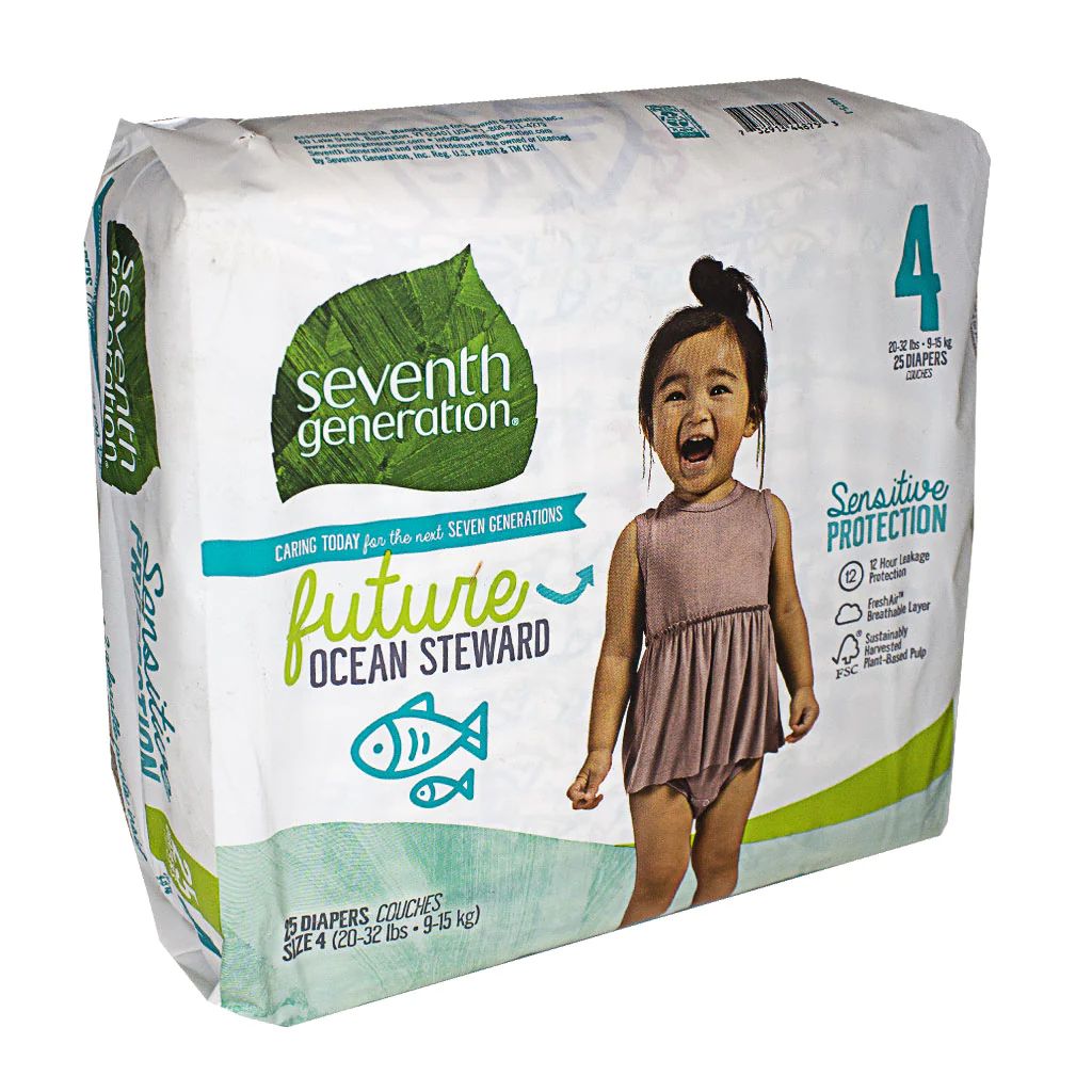 4 Pieces of Seventh Generation Small Stage Diapers Size 4 - Pack Of 25