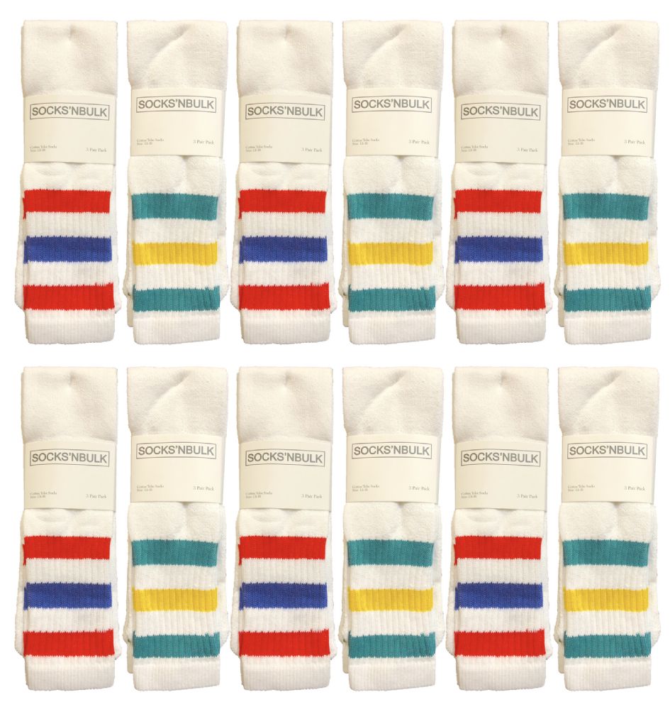 24 Pairs of Yacht & Smith Men's 31-Inch Terry Cushion Cotton Extra Long Tube SockS- King Size 13-16