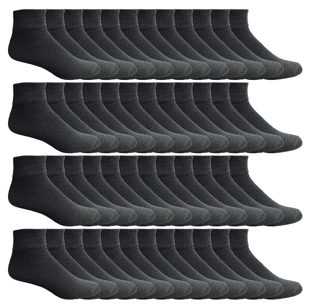 120 Pairs Yacht & Smith Kids Cotton Quarter Ankle Socks In Black Size 6-8 - Boys Ankle Sock