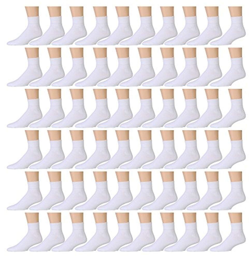 72 Pairs Yacht & Smith Kids Cotton Quarter Ankle Socks In White Size 6-8 - Boys Ankle Sock