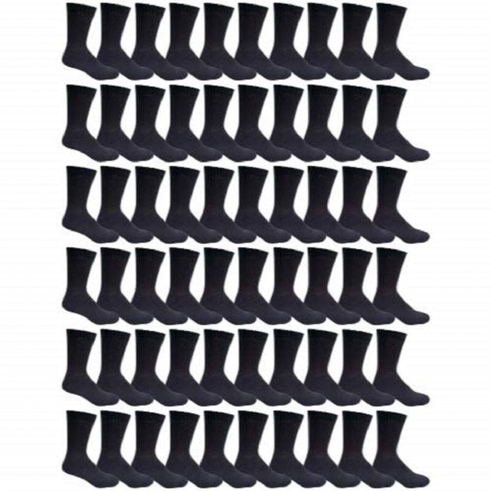 60 Pairs of Yacht & Smith Kids Cotton Crew Socks Black Size 6-8