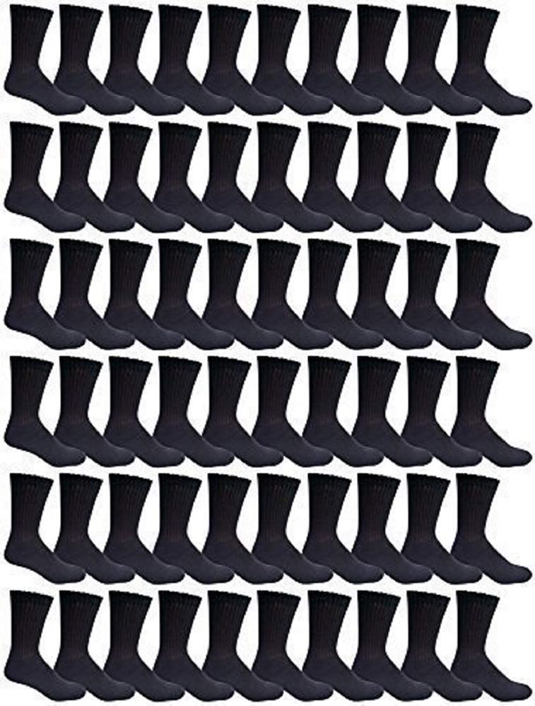 120 Pairs of Yacht & Smith Kids Cotton Crew Socks Black Size 6-8