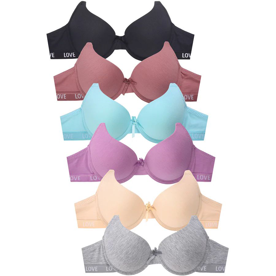 288 Pieces of Sofra Ladies Cotton Logo Band Plain Bra Cup C