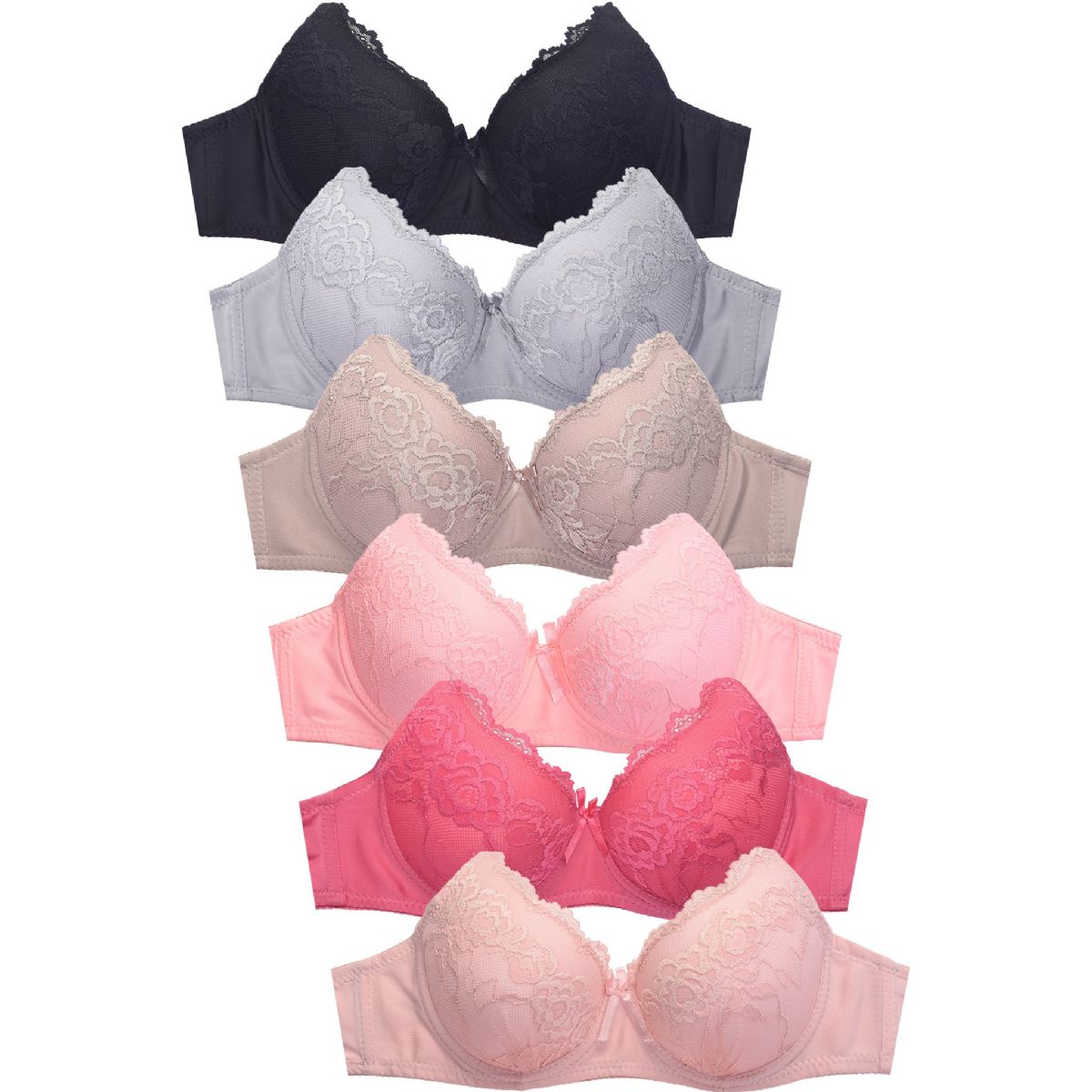 144 Pieces Sofra Ladies Full Cup Lace Bra Size 38C - Womens Bras And Bra Sets