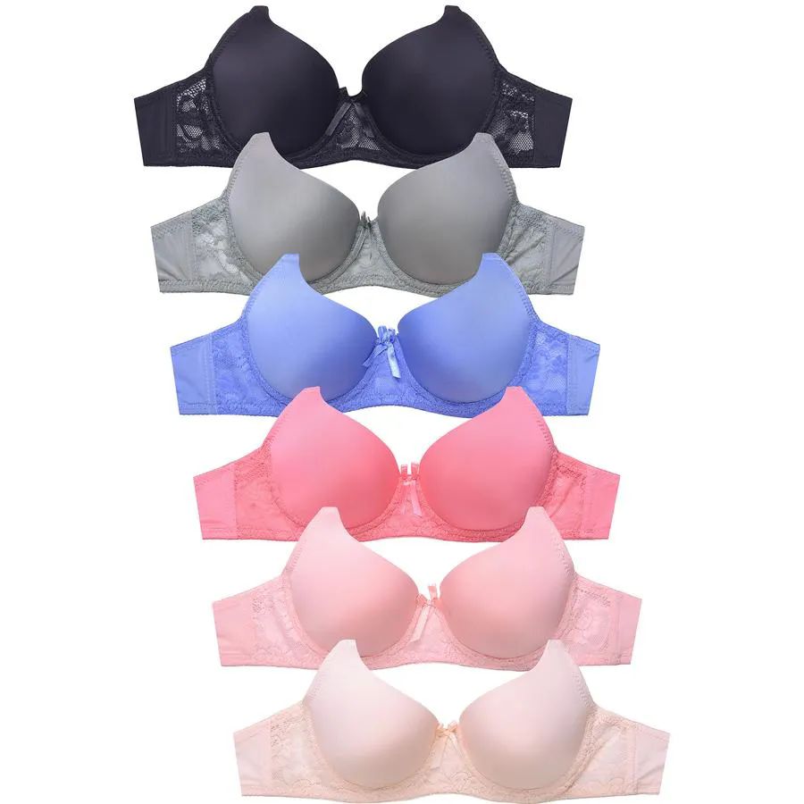 288 Pieces of Sofra Ladies Full Cup Plain Lace Bra C Cup