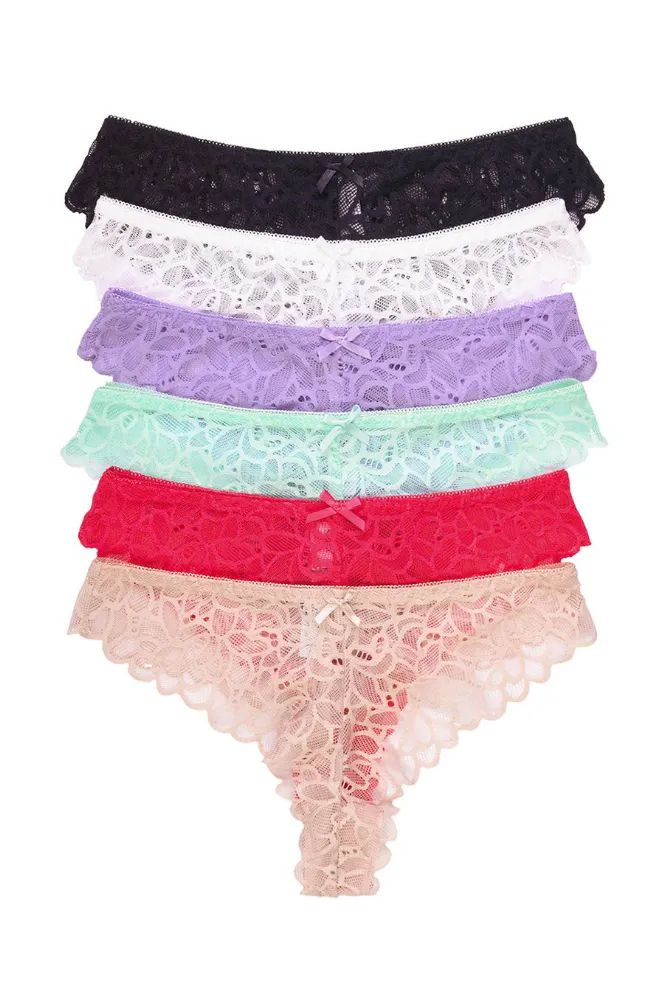 432 Wholesale Sofra Ladies Lace Thong Panty Size L - at 