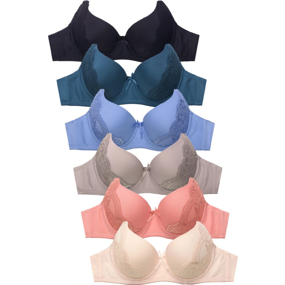 288 Wholesale Sofra Ladies Plain/lace Full Cup Bra B Cup