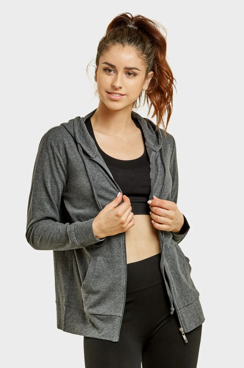 24 Wholesale Sofra Ladies Single Jersey ZiP-Up Hoodie Jacket