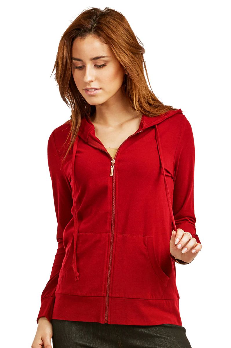 12 Pieces of Sofra Ladies Single Jersey ZiP-Up Hoodie Jacket Large