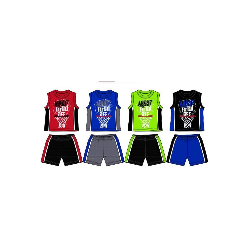 48 Pieces of Spring Boys Jersey Top With Close Mesh Short Sets Size 4-7