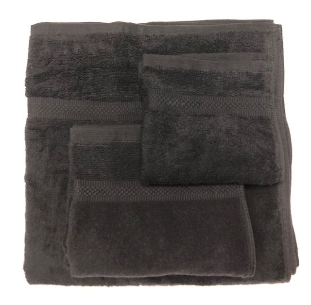 12 Wholesale Strong And Durable Cotton Hand Towel In Size 16.28 In Black