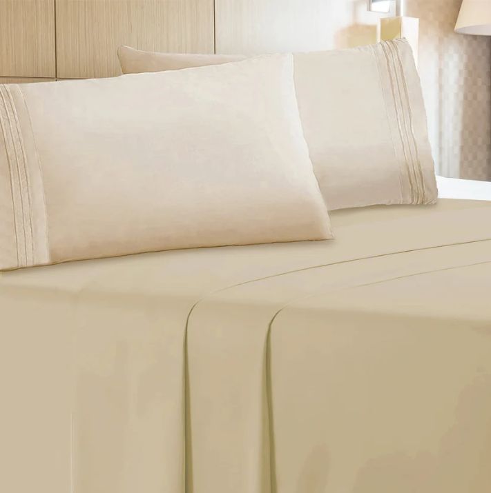 6 Pieces of The Luxe 4 Piece Microfiber Camel Bed Sheet Set Queen Size