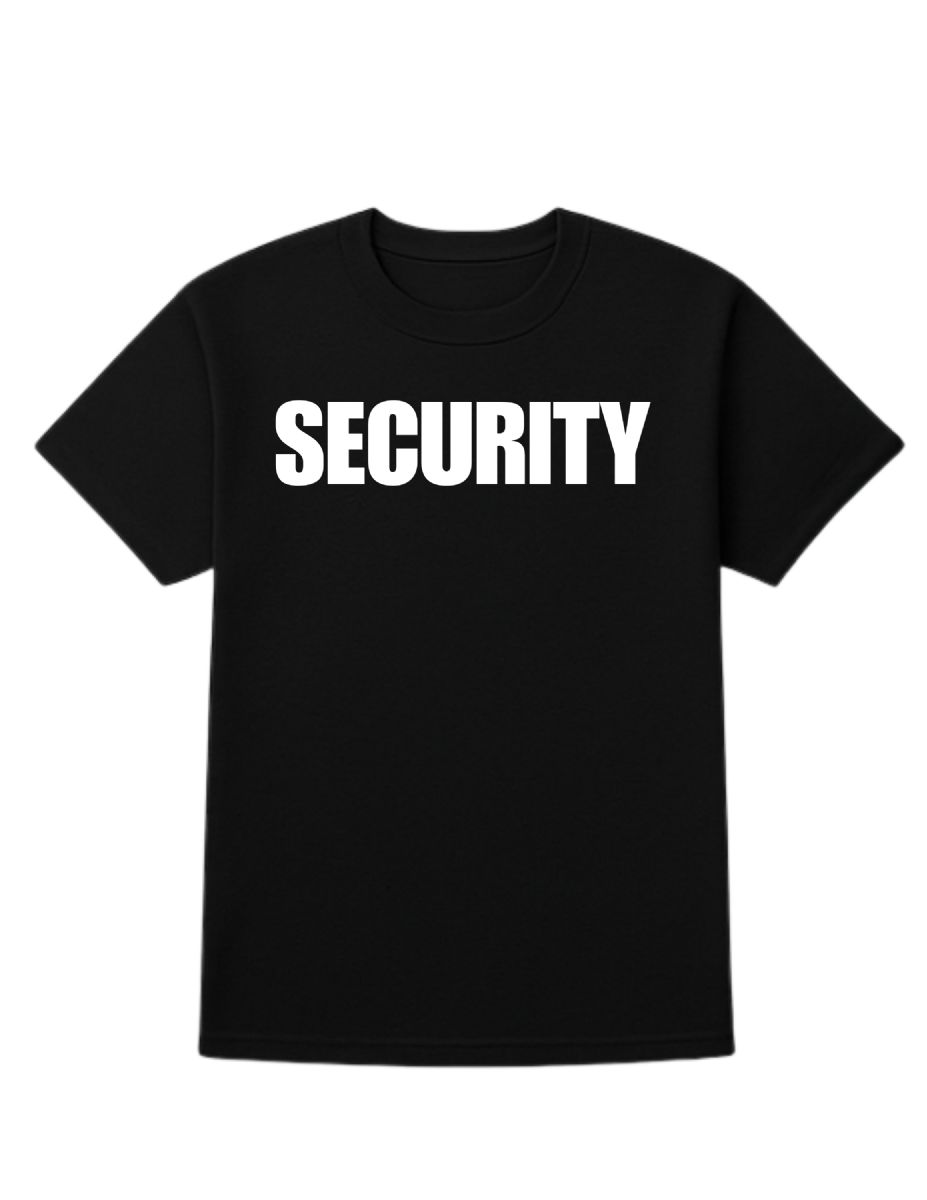 12 Pieces of Unisex Cotton Security Printed T Shirt Black With White Print Back And Front Size X-Large