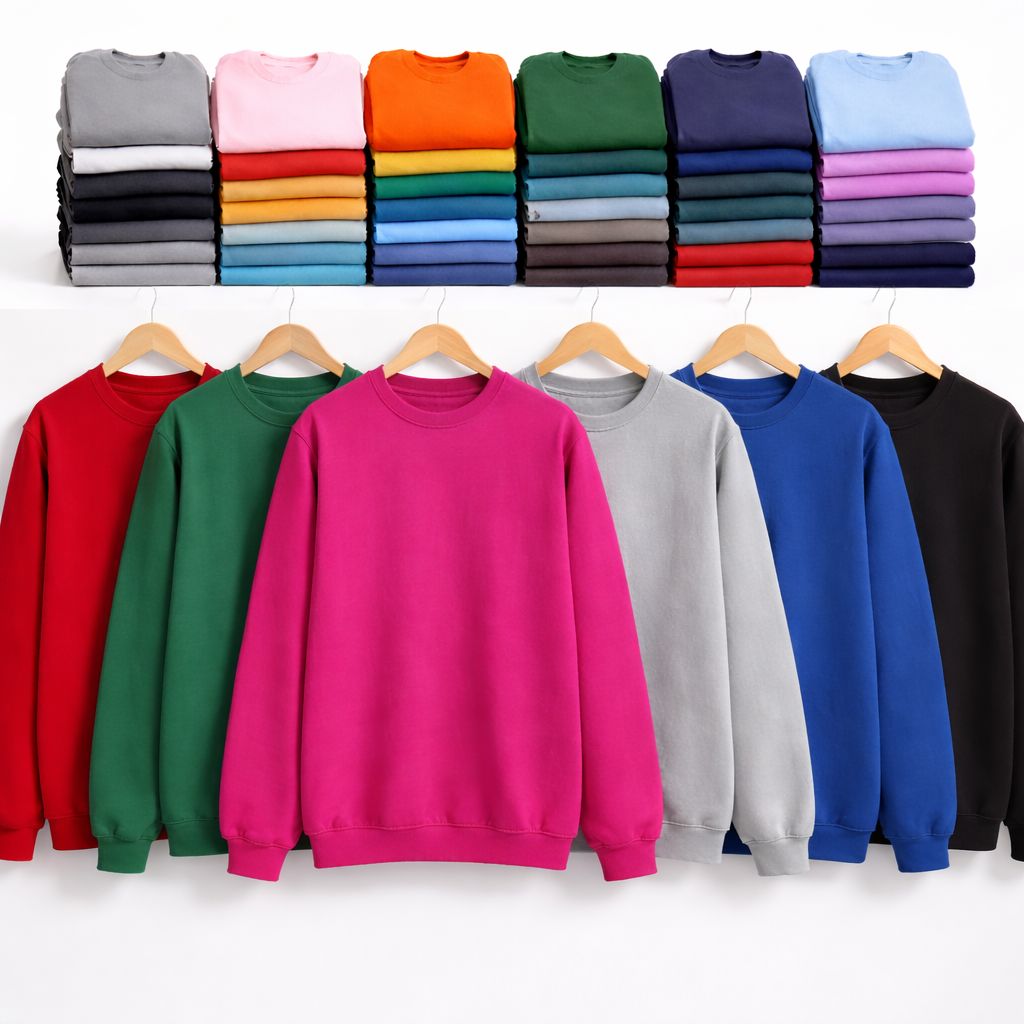24 Pieces Unisex Plus Size Cotton Crew Neck Sweatshirts Assorted Colors Size 4X-Large - Mens Sweat Shirt