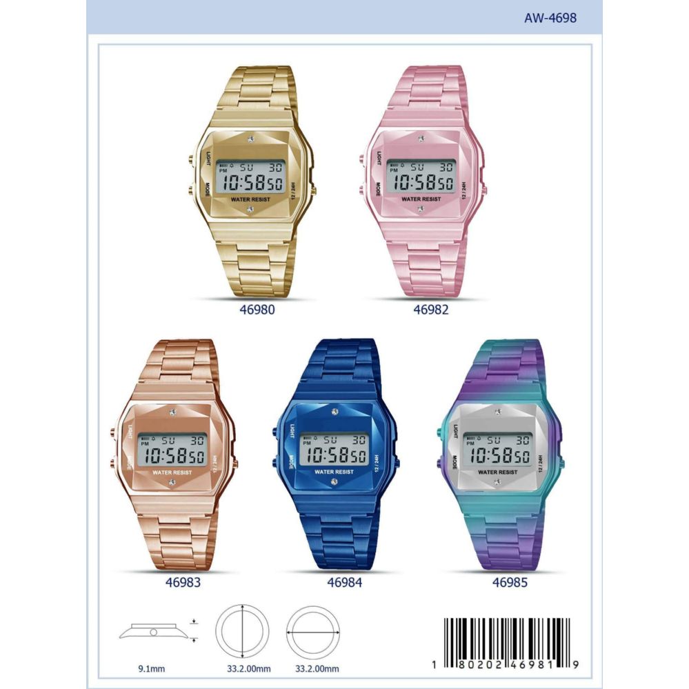 12 Wholesale Digital Watch 46990 assorted colors WSD