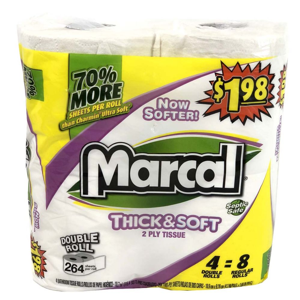 6 Pieces Marcal Bath Tissue 264 Sheet6Double Rolls Thick And Soft