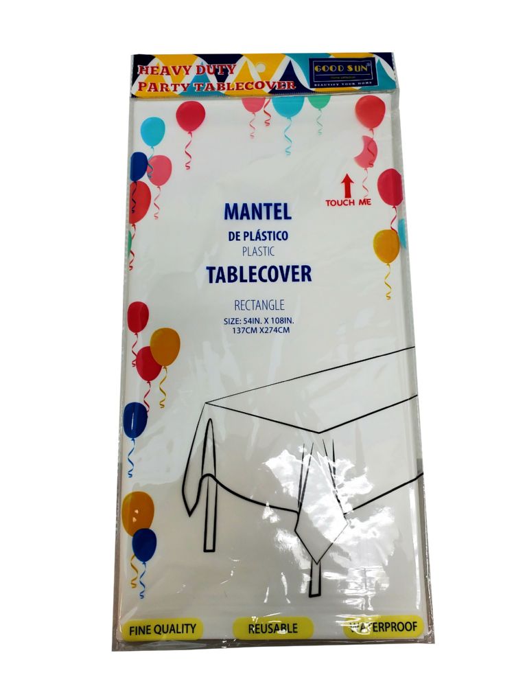 48 Wholesale Plastic Table Cover 54x108 White at