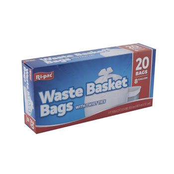 24 Pieces Trash Bags 20ct - 8 Gallon White Kitchen W/twist Ties - Garbage & Storage Bags