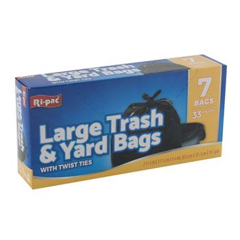 24 Pieces Trash Bags 7ct - 33 Gallon Xl W/ties Black Home Select 2