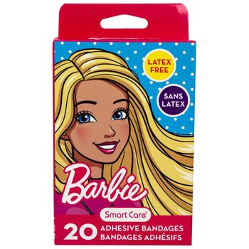 24 Pieces Bandages Kids 20ct Barbie Latex Free Boxed - First Aid and Bandages