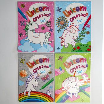 48 Wholesale Coloring Pad Unicorns 4 Asst