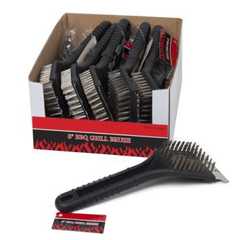 24 Wholesale Grill Brush 8in In 12pc Counter Display Bbq Hangtag