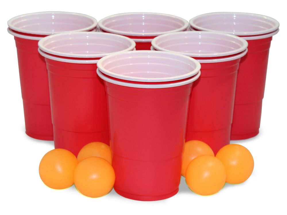 24 Pieces Party Solutions Beer Pong Set Cups With Balls 18 pc - Playing Cards, Dice & Poker
