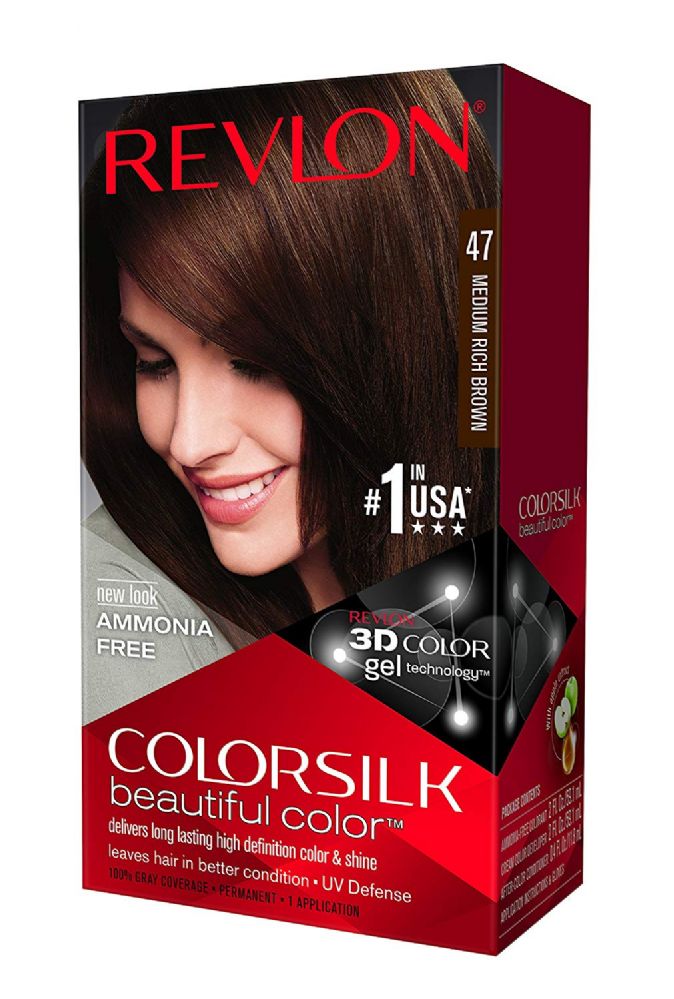 12 Pieces Color Silk Hair Color 1 Pk #47 Medium Rich Brown - Personal Care Items