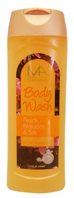 12 Pieces Simply Bodycare Body Wash 12 Oz Peach Blossom & Silk - Soap & Body Wash