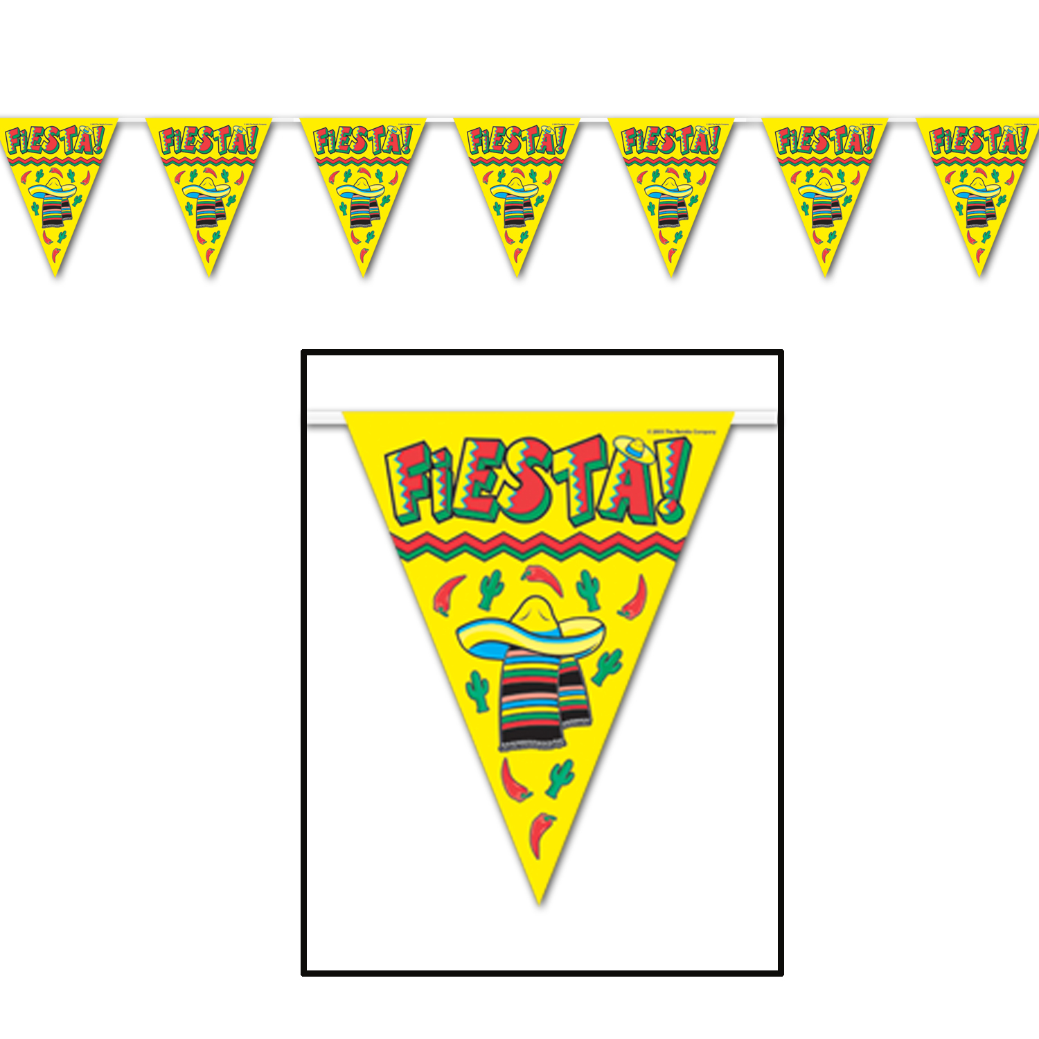 12 Wholesale Fiesta! Pennant Banner AlL-Weather; 12 Pennants/string