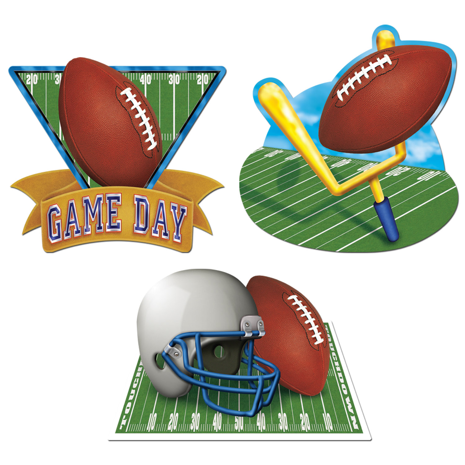 12 Pieces Game Day Football Cutouts - Hanging Decorations & Cut Out