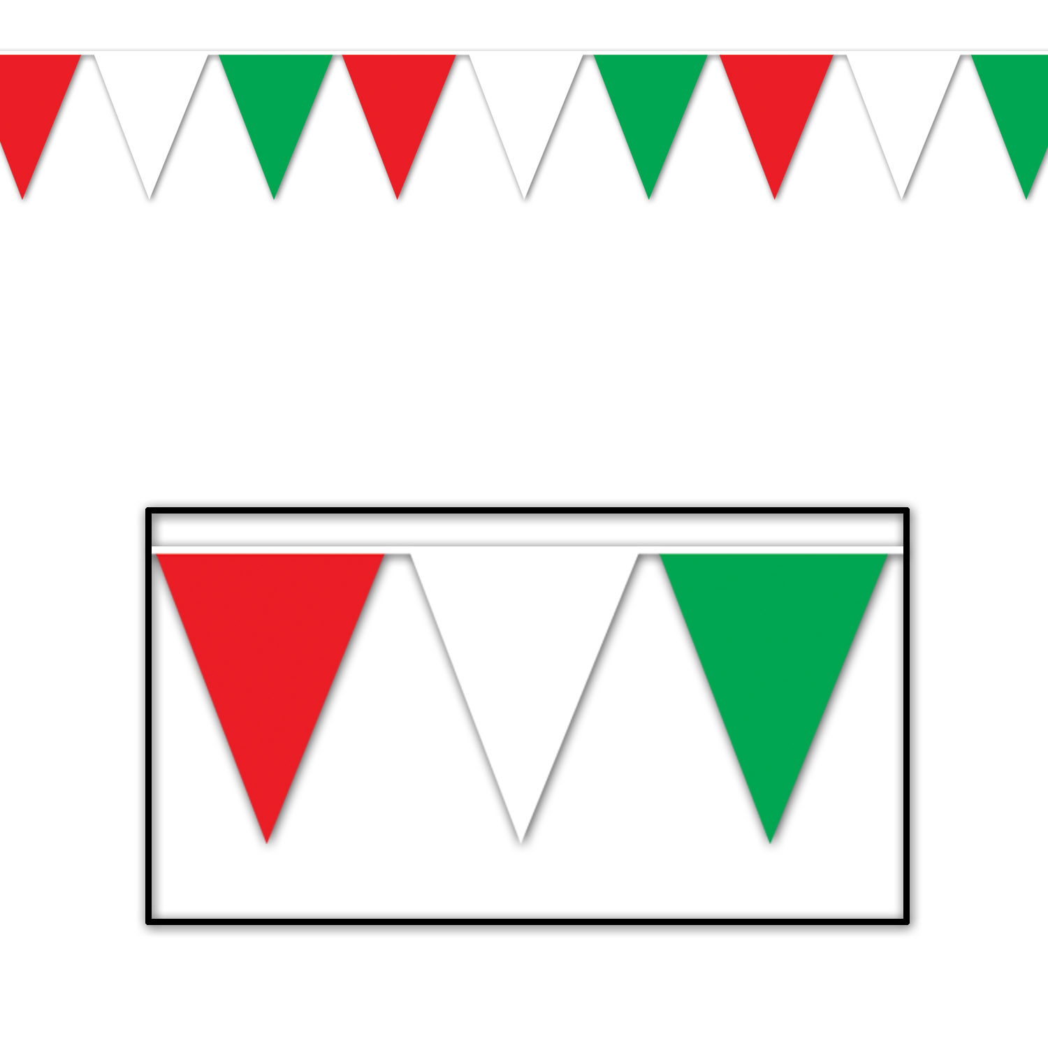 12 Wholesale Red, White & Green Pennant Banner AlL-Weather; 12 Pennants/string