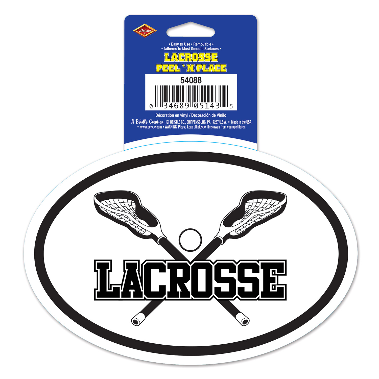 12 Pieces Lacrosse Peel 'N Place - Hanging Decorations & Cut Out