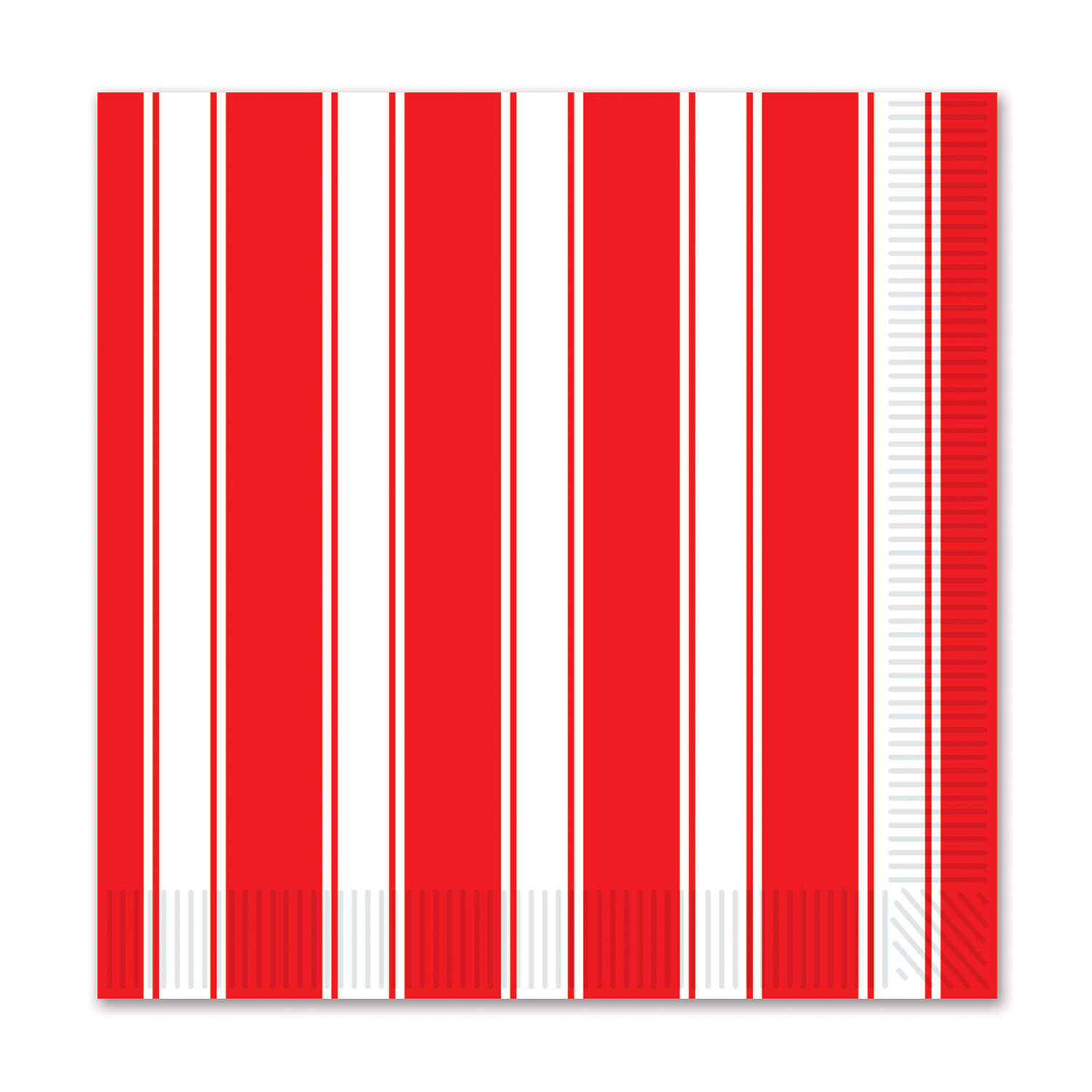 12 Pieces Red & White Stripes Beverage Napkins - Party Paper Goods