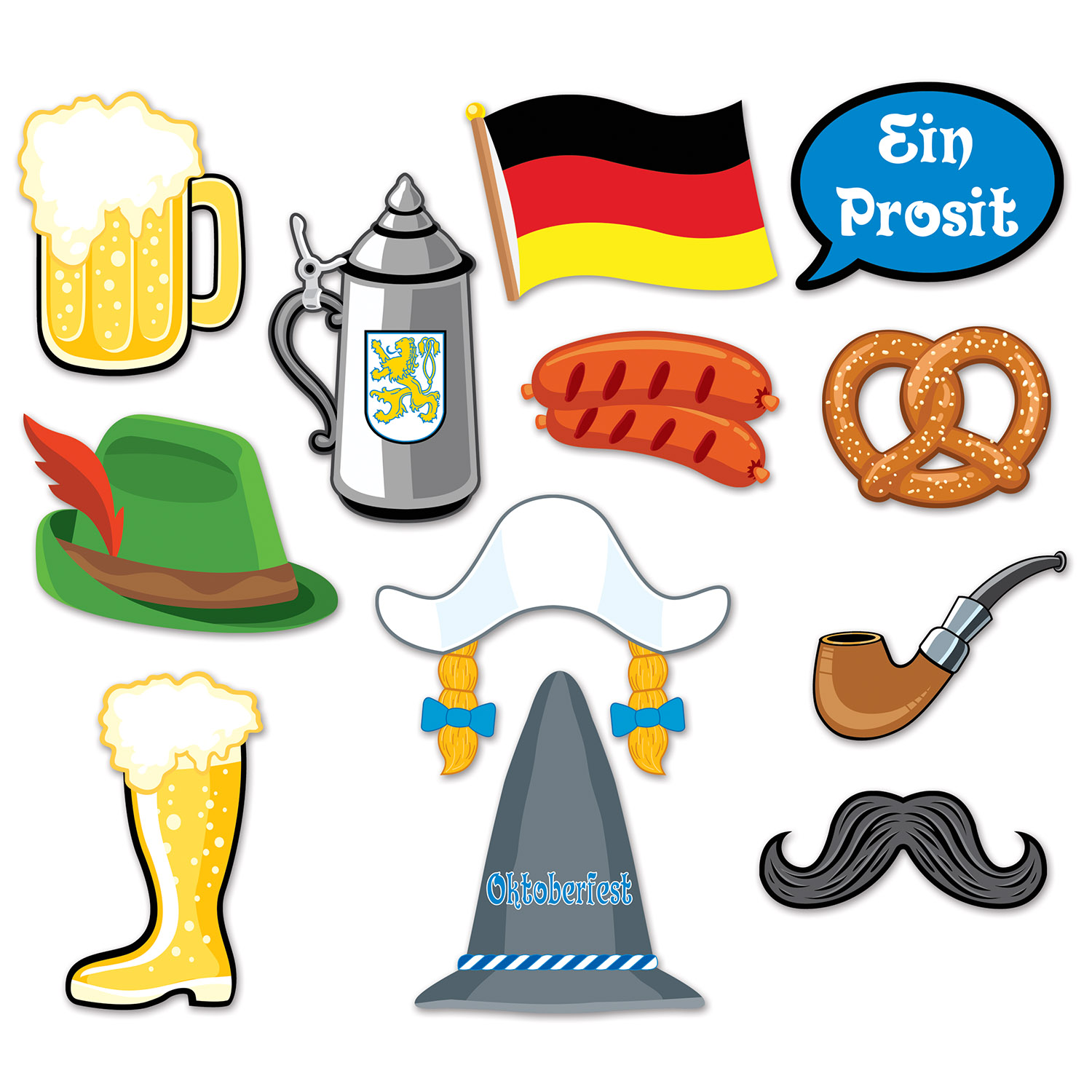 12 Pieces Oktoberfest Photo Fun Signs - Hanging Decorations & Cut Out