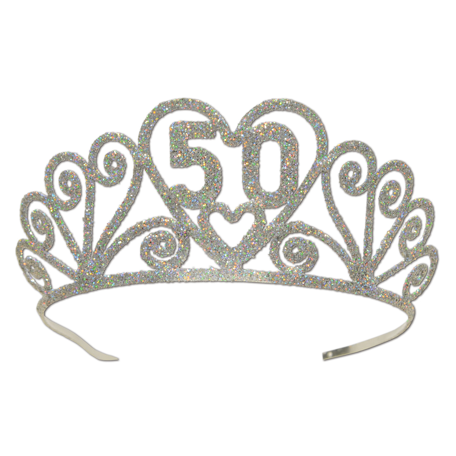6 Pieces Glittered Metal  50  Tiara - Party Hats & Tiara