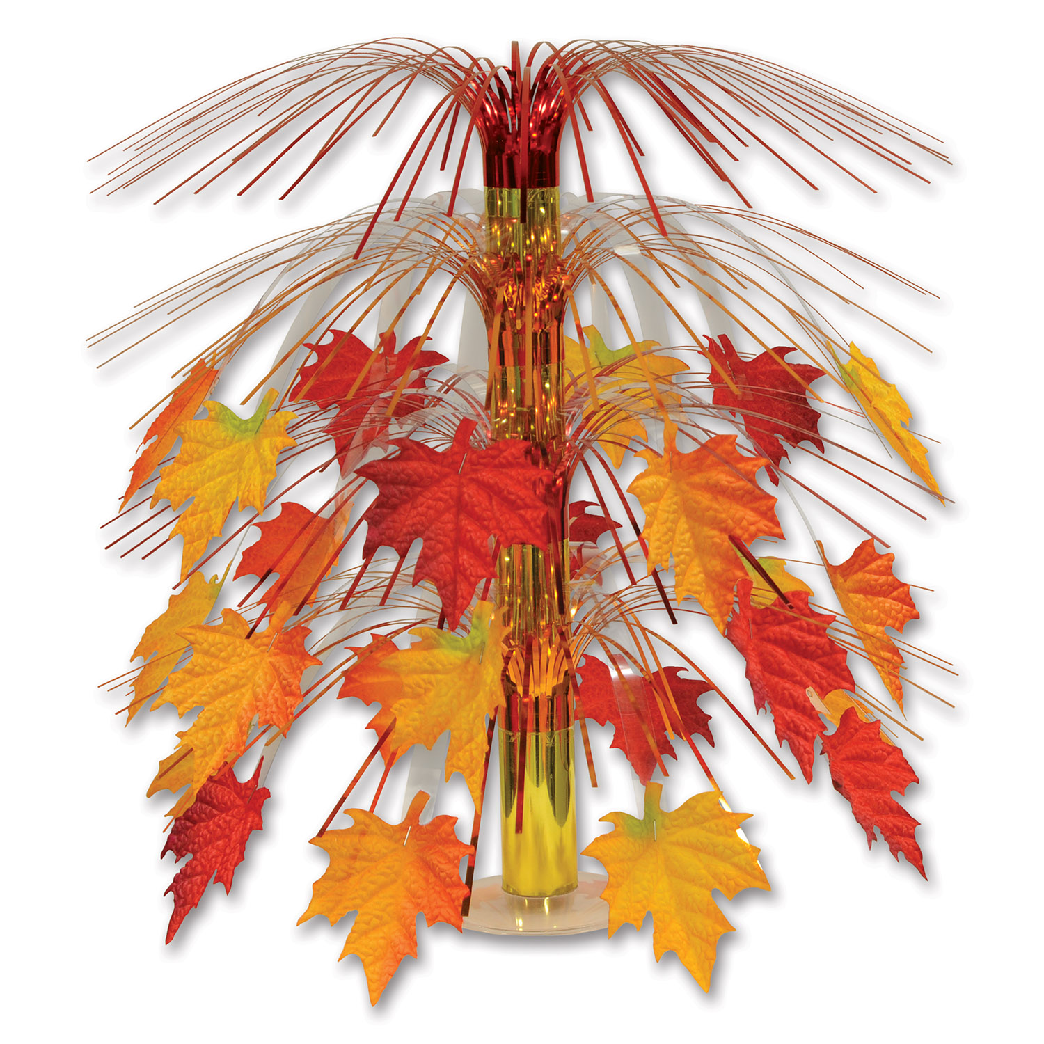 6 Wholesale Fabric Fall Leaves Cascade Centerpiece Combination Metallic & Polyester