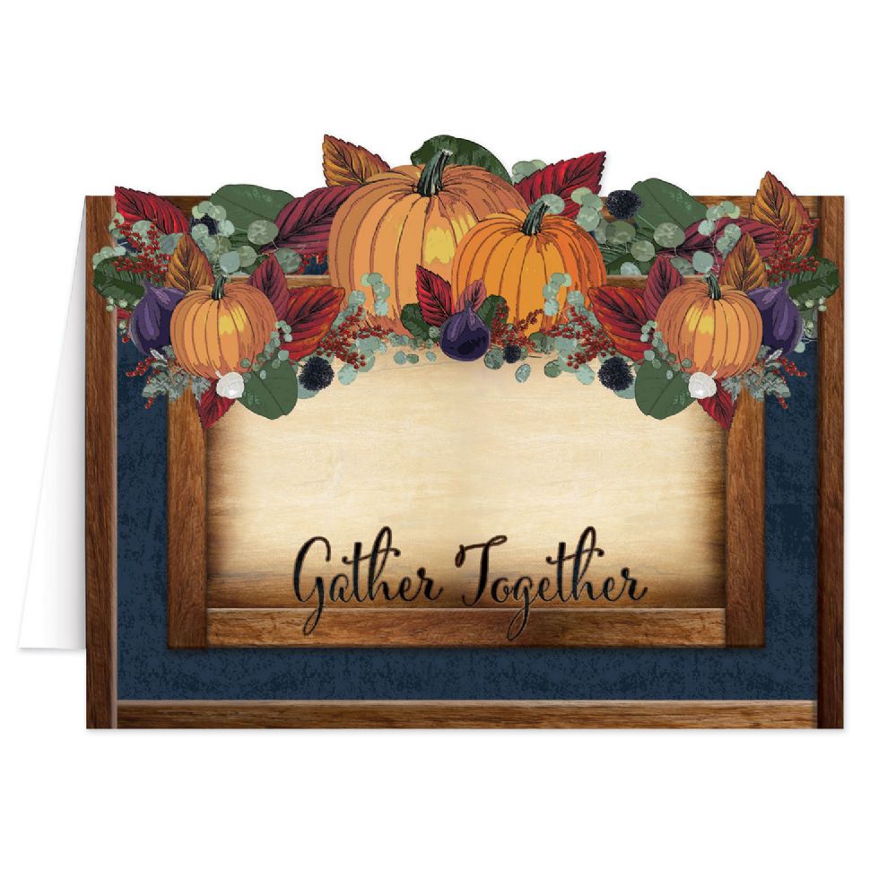 12 Wholesale Fall Thanksgiving Table Cards Prtd Front & Back